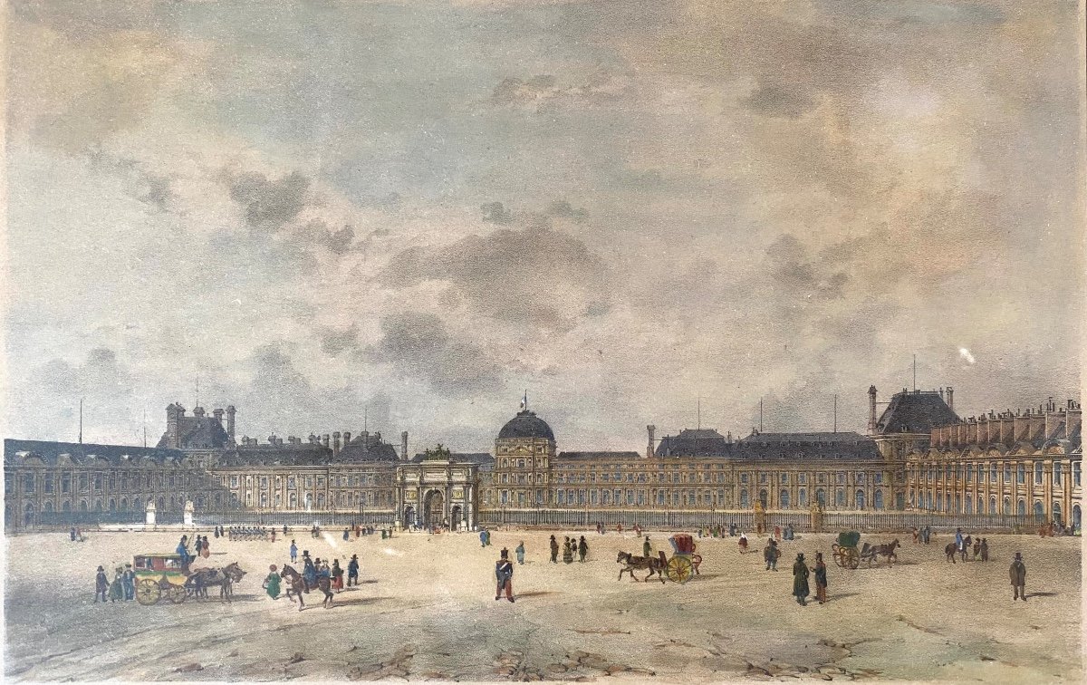 «Le Château Des Tuileries ». Lithographie En Couleurs Milieu XIXème. Ph. Benoît Et A. Bry.-photo-2