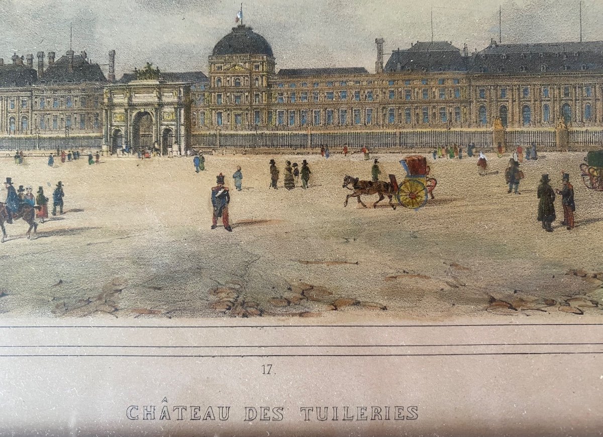 «Le Château Des Tuileries ». Lithographie En Couleurs Milieu XIXème. Ph. Benoît Et A. Bry.-photo-3