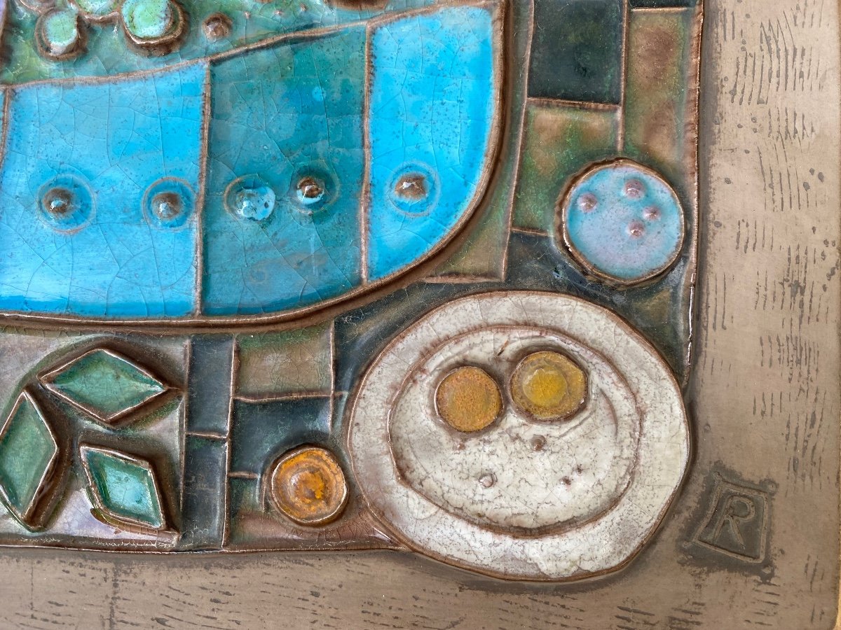 Renate Rhein For Rosenthal. Glazed Ceramic Wall Plaque. 1960s. Still Life.-photo-2