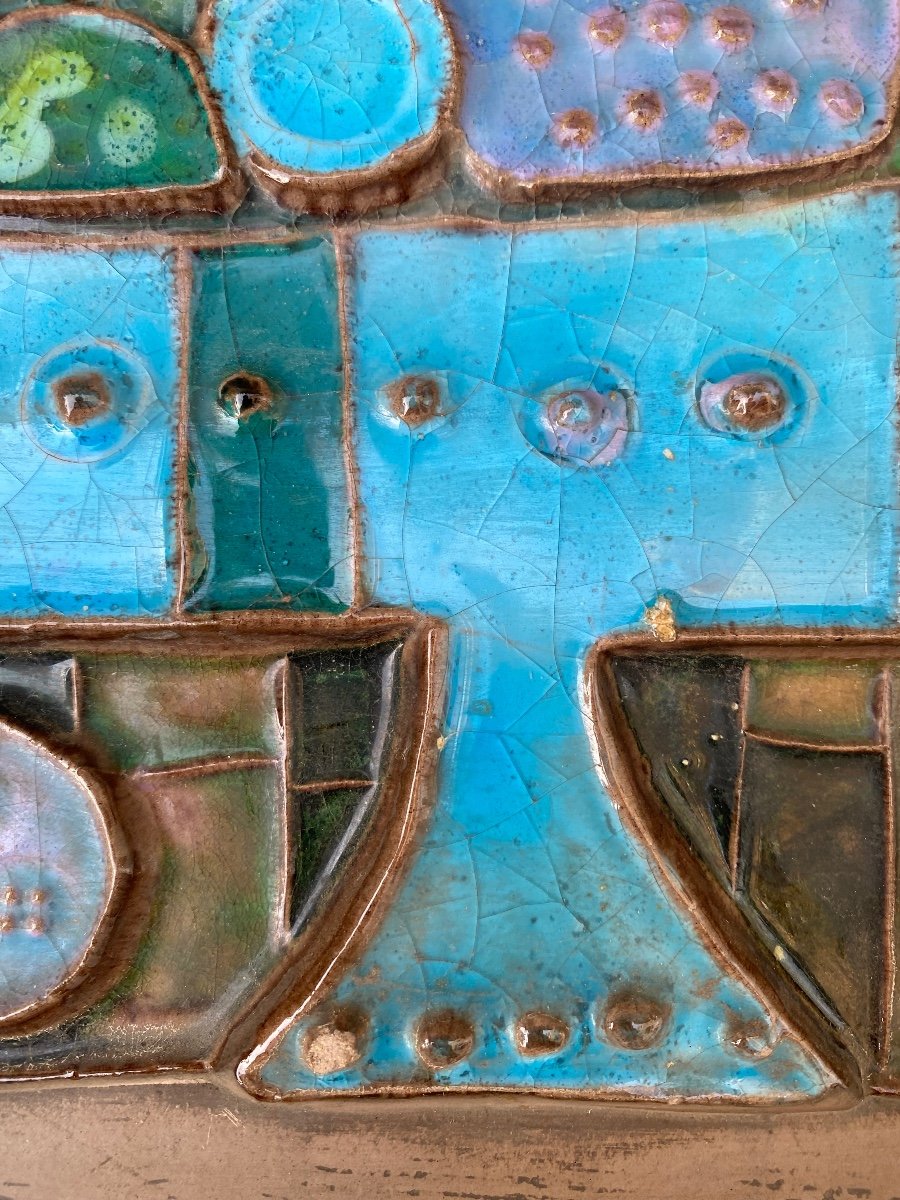 Renate Rhein For Rosenthal. Glazed Ceramic Wall Plaque. 1960s. Still Life.-photo-3