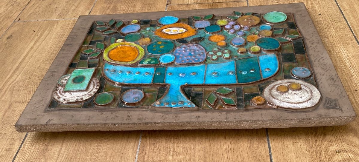 Renate Rhein For Rosenthal. Glazed Ceramic Wall Plaque. 1960s. Still Life.-photo-4