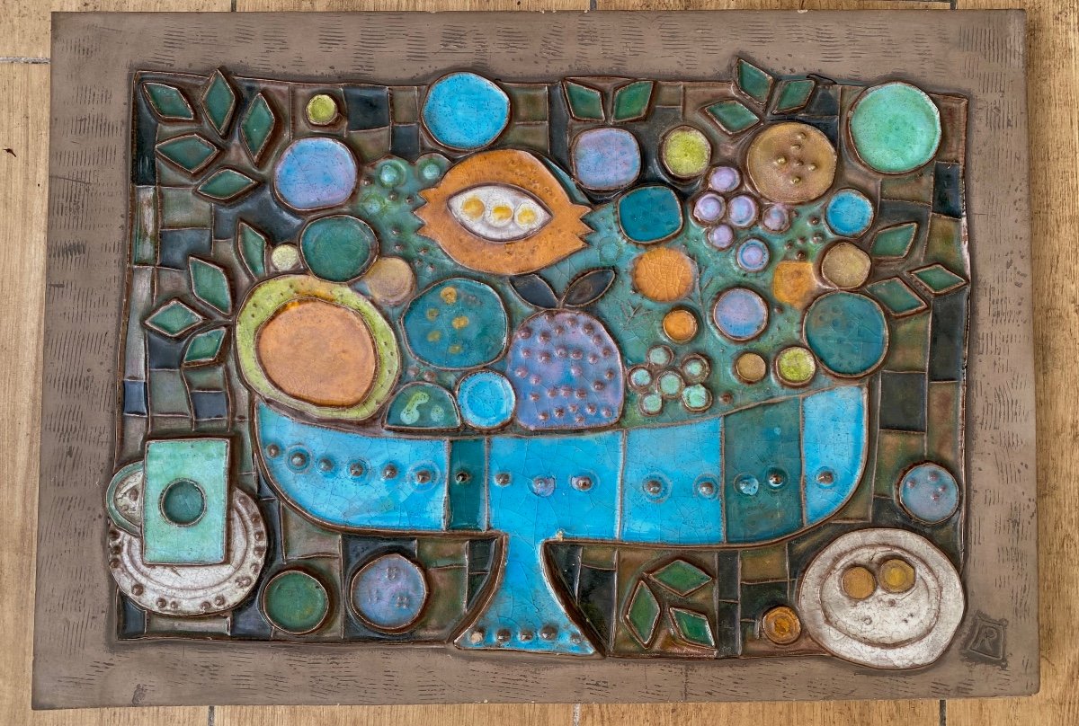 Renate Rhein For Rosenthal. Glazed Ceramic Wall Plaque. 1960s. Still Life.