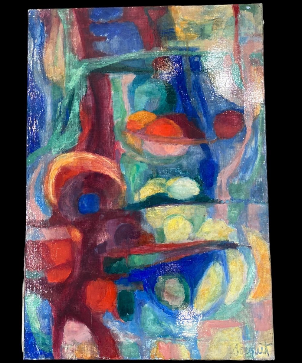 Jeanne Socquet. “fruit Composition”. Oil On Canvas. 20th Century.