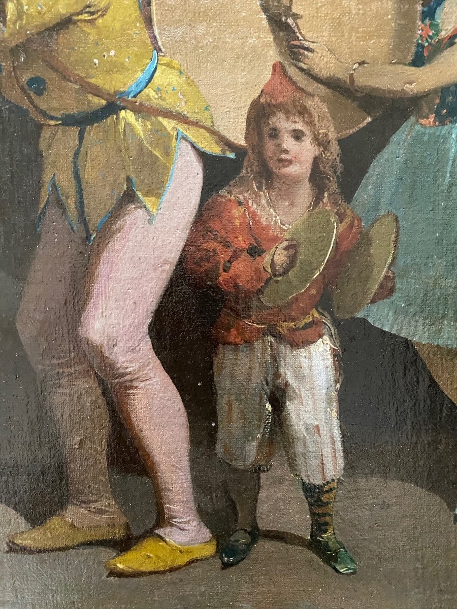 “ Scène De Cirque”. Huile Sur Toile Encadrée XIXème. -photo-4
