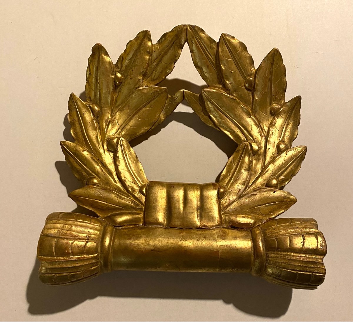 Laurel Wreath. Carved And Gilded Wood. Early 19th Century.