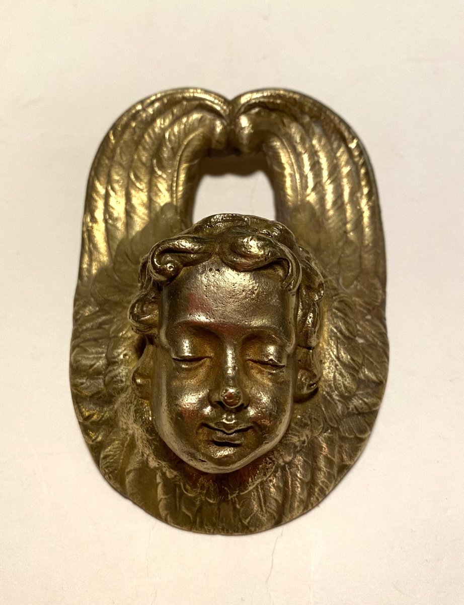 Cherub Heads. Two 19th Century Ornamental Bronzes.-photo-3