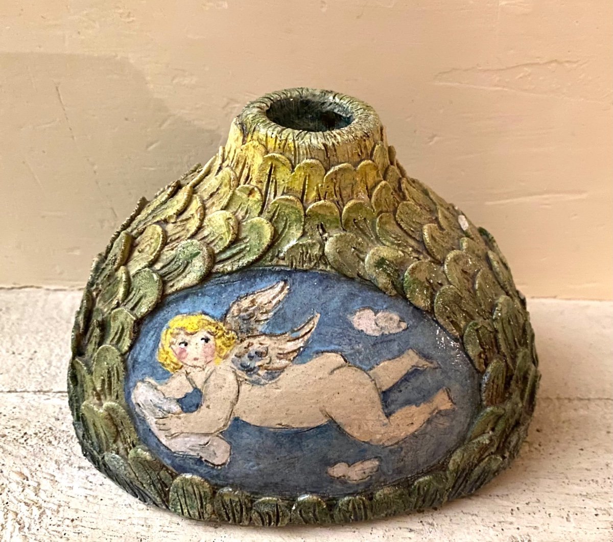 Eva Jorritsma - Thone.  Glazed Ceramic Candle Holder Vase.  1980’s. 