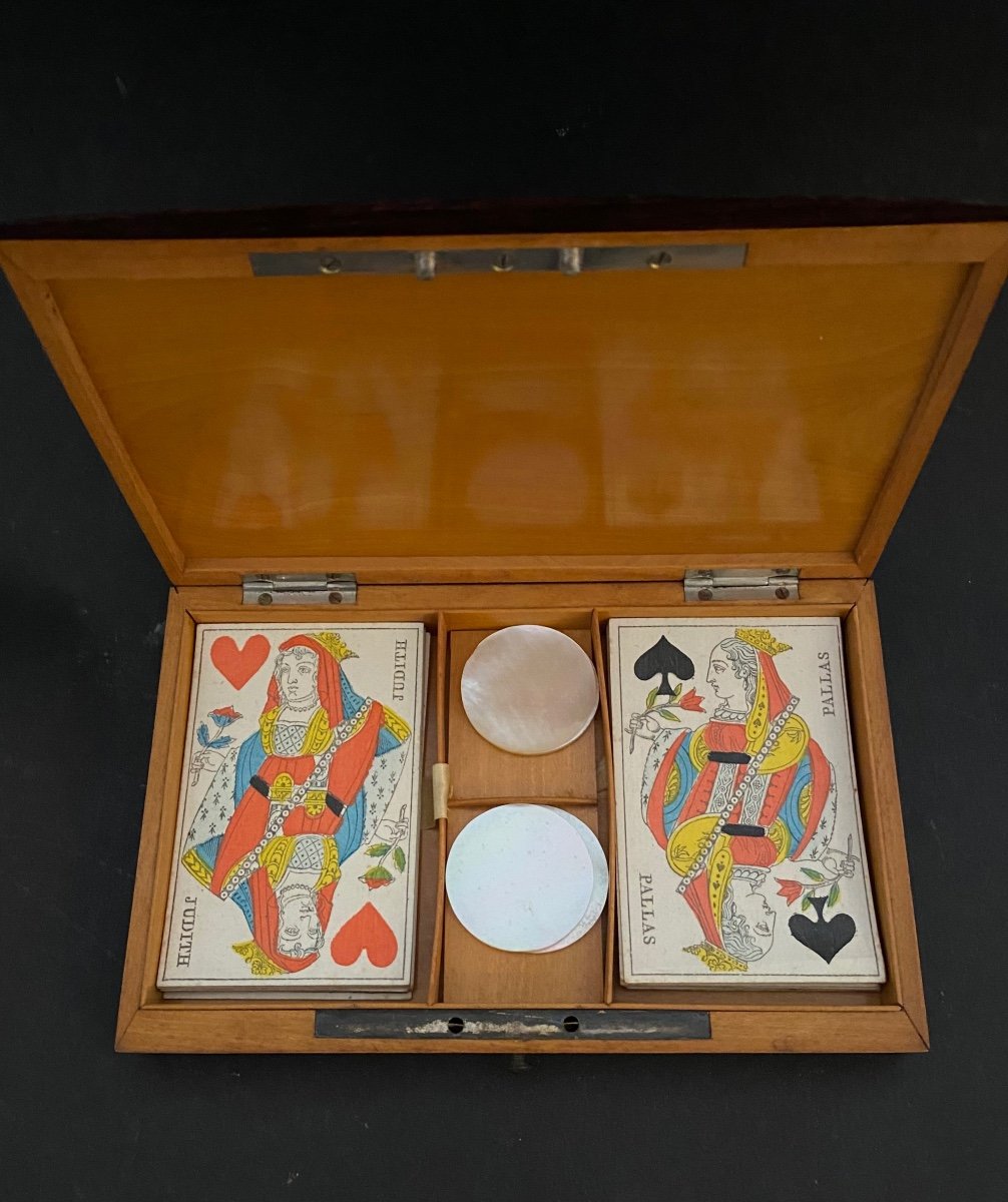 The Card Game Box. L’ecarté.  Circa 1820. Rosewood And Golden Brass. -photo-4