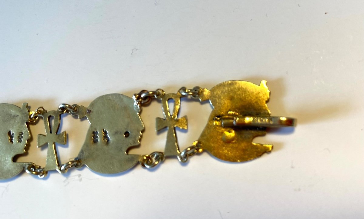 Egyptomania Bracelet Early 20th Century. Email On Vermeil.-photo-3