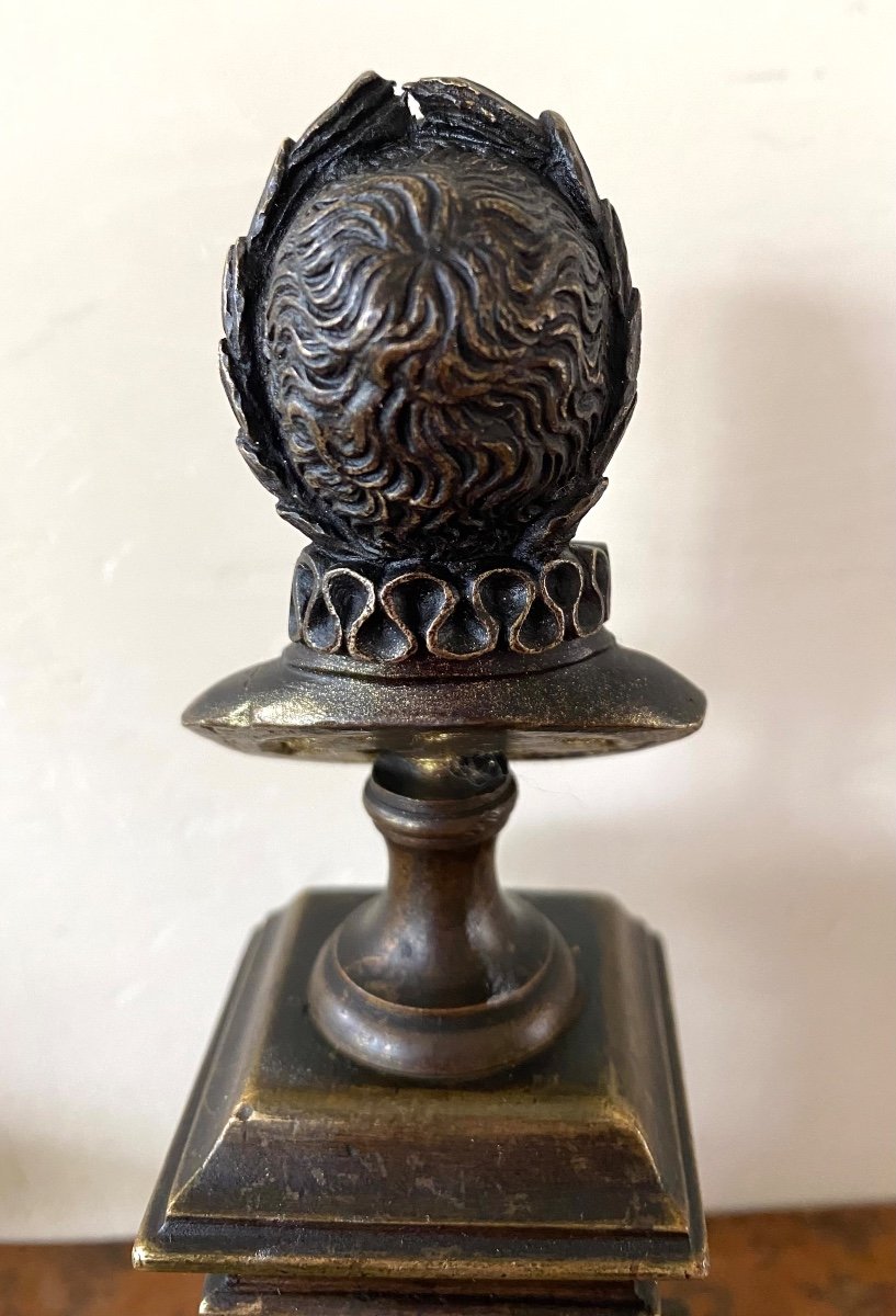 Bust Of King Henry Iv. Small Library Bronze. 19th Century. -photo-4
