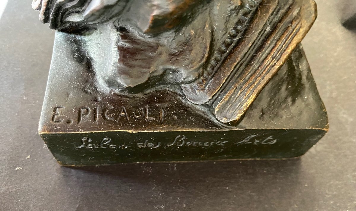 Emile Louis Picault. “the Sower Of Ideas”. 19th Century Bronze Sculpture.-photo-3