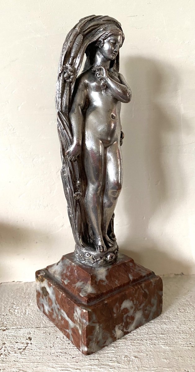 Vénus / Aphrodite Anadyomène. Bronze Argenté XIXème. -photo-3
