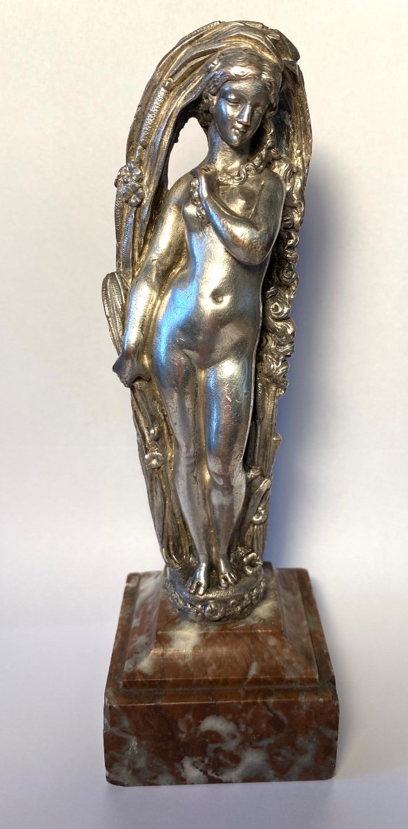 Vénus / Aphrodite Anadyomène. Bronze Argenté XIXème. -photo-4