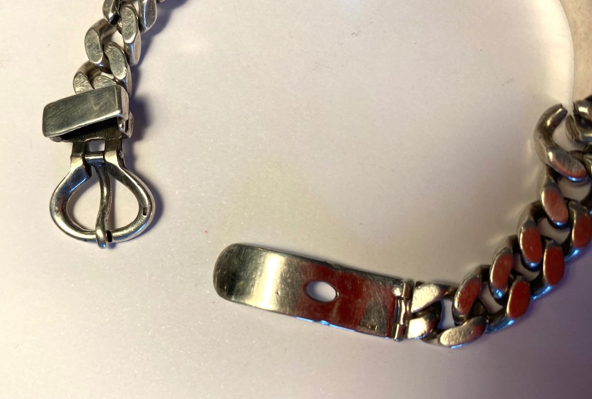 Curb Bracelet/ Men's Belt. Solid Silver. 20th Century. -photo-3