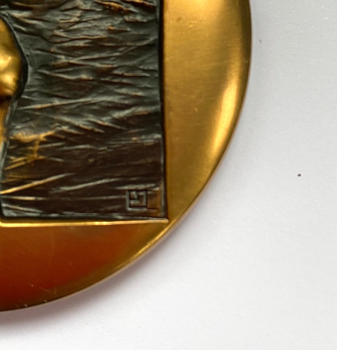 “ondine”. Biface Medal / Paperweight In Bronze. 20th Century. -photo-1