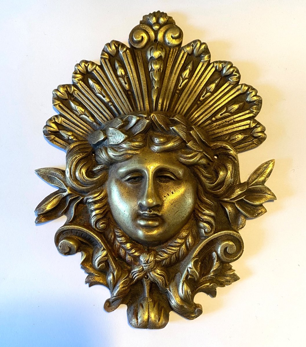 Apollo Mask. Applique Bronze. France 19th Century. 