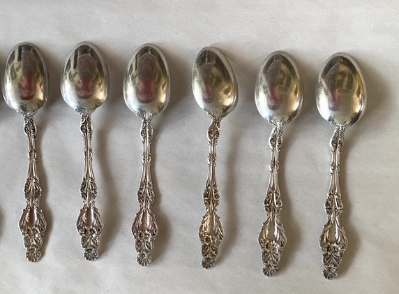 F. M. Whiting. Suite De six Petites Cuillers En Argent Art Nouveau. Décor  Floral. -photo-2