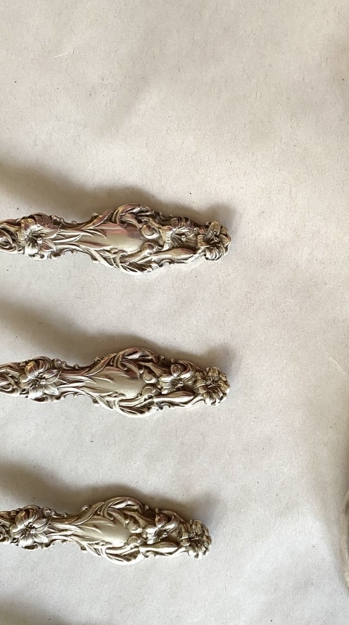 F. M. Whiting. Suite De six Petites Cuillers En Argent Art Nouveau. Décor  Floral. -photo-3