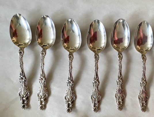 F. M. Whiting. Suite De six Petites Cuillers En Argent Art Nouveau. Décor  Floral. -photo-4