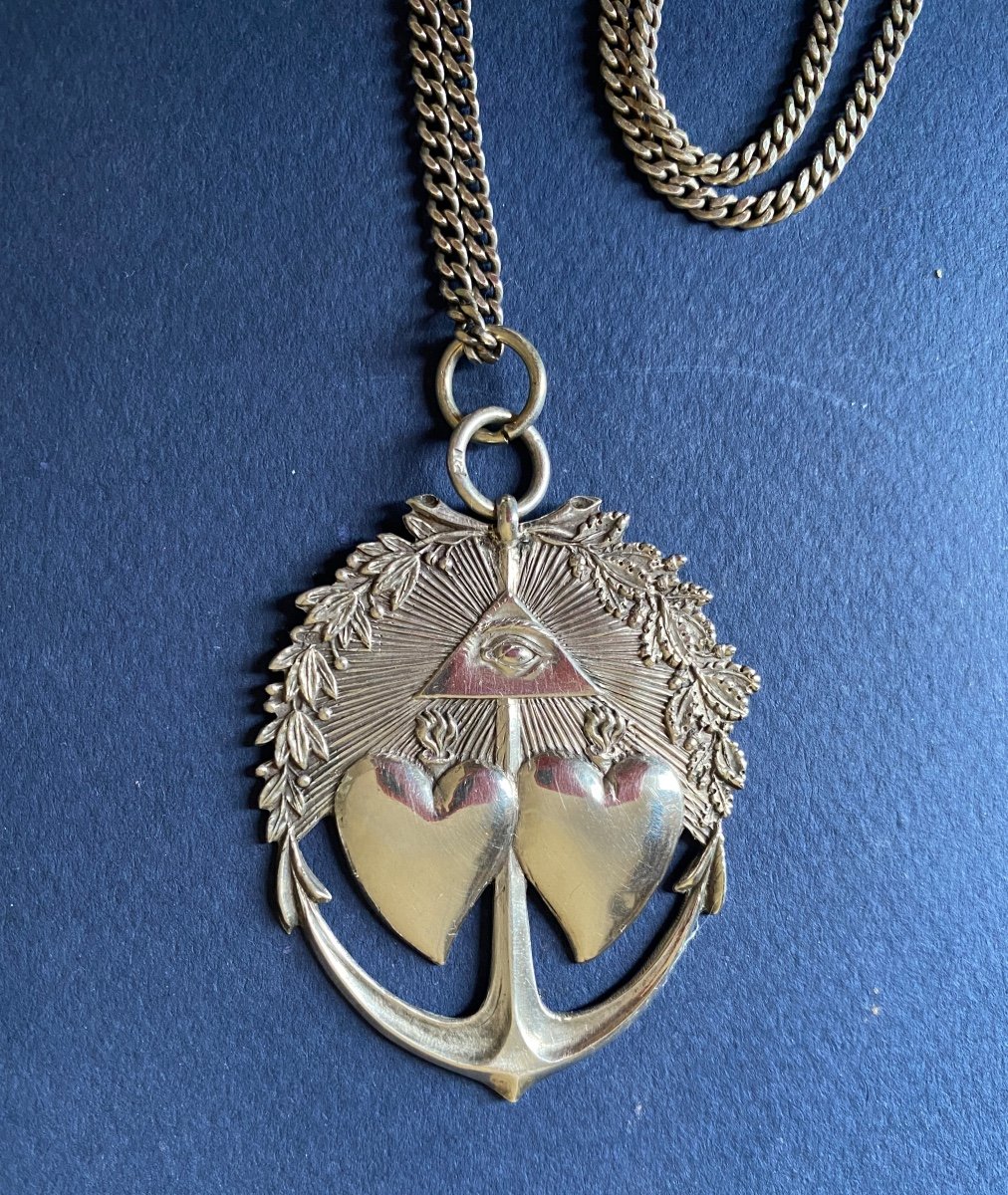 Freemasonry. Rare Badge / Decoration In Silver. Orient Luxembourg. 19th Century.-photo-2