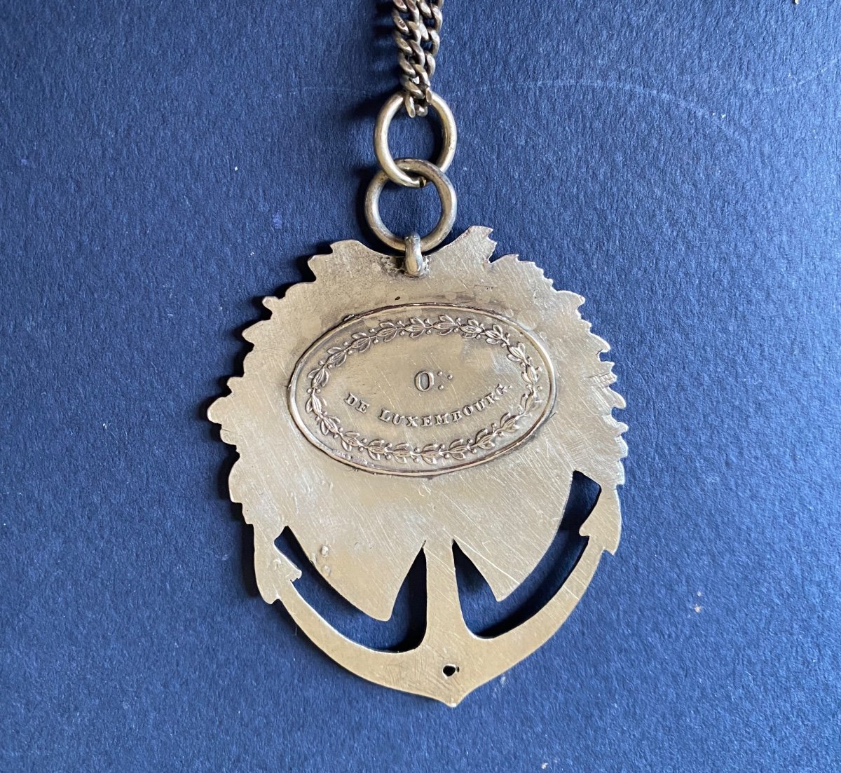 Freemasonry. Rare Badge / Decoration In Silver. Orient Luxembourg. 19th Century.-photo-3