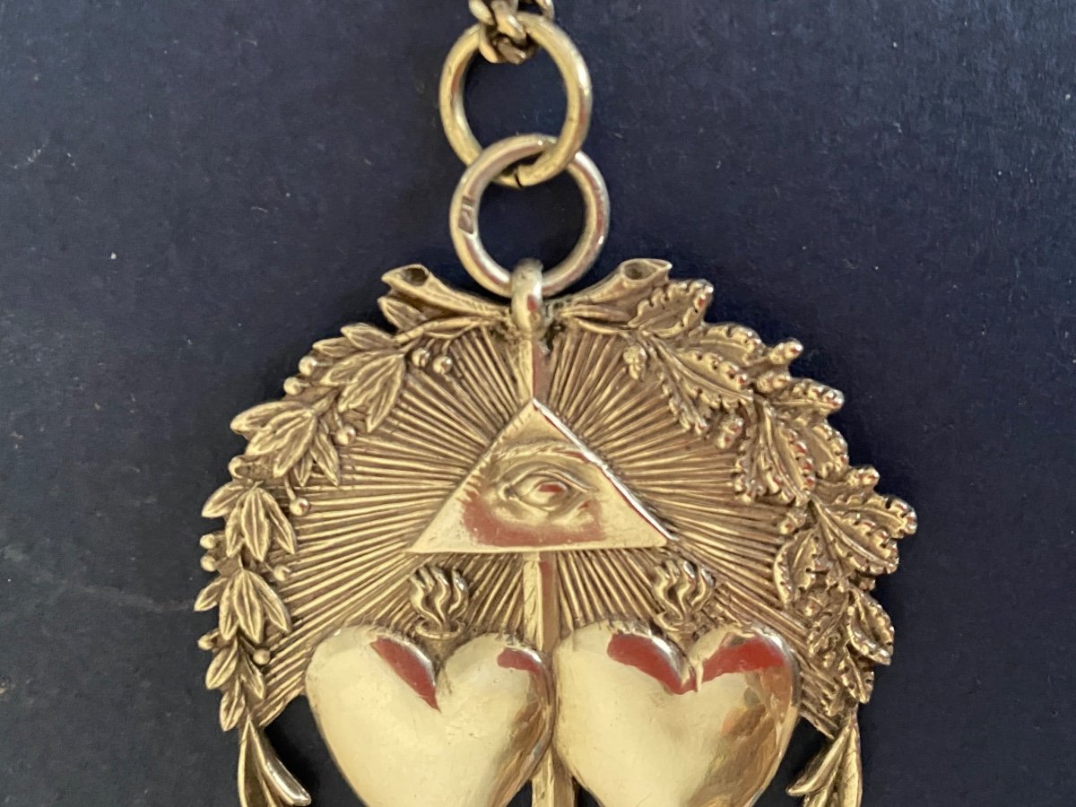 Freemasonry. Rare Badge / Decoration In Silver. Orient Luxembourg. 19th Century.-photo-1