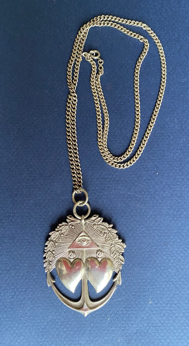Freemasonry. Rare Badge / Decoration In Silver. Orient Luxembourg. 19th Century.