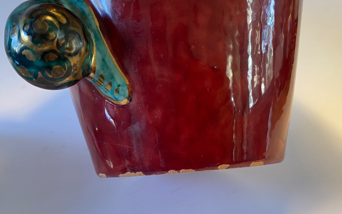 Gaston Bruneau Balon. Blois.  Planter With Snails Decoration . Glazed Ceramic. Early 20th . -photo-3