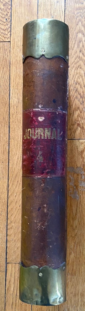 Grand Livre De Comptes / Journal. XIXème. Serrurier- Ferronnier. Cuir, Laiton Et Papier. -photo-2