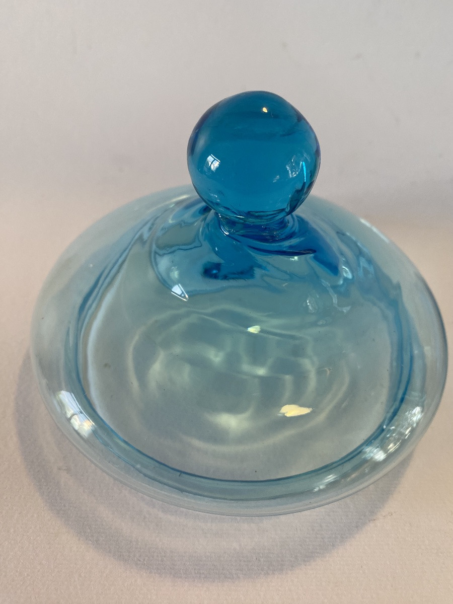 Bocal D’apothicaire Ou De Confiseur En Verre Soufflé Bleu.  XIXème. -photo-1