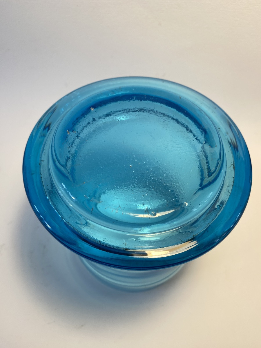 Bocal D’apothicaire Ou De Confiseur En Verre Soufflé Bleu.  XIXème. -photo-2