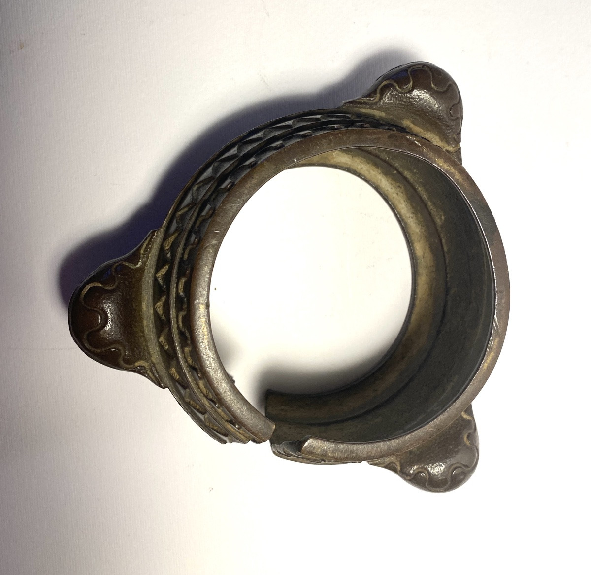 Open Bracelet With Three Bronze Bells. Ebrié Ethnic Group (ivory Coast). Mid-20th Century. -photo-2