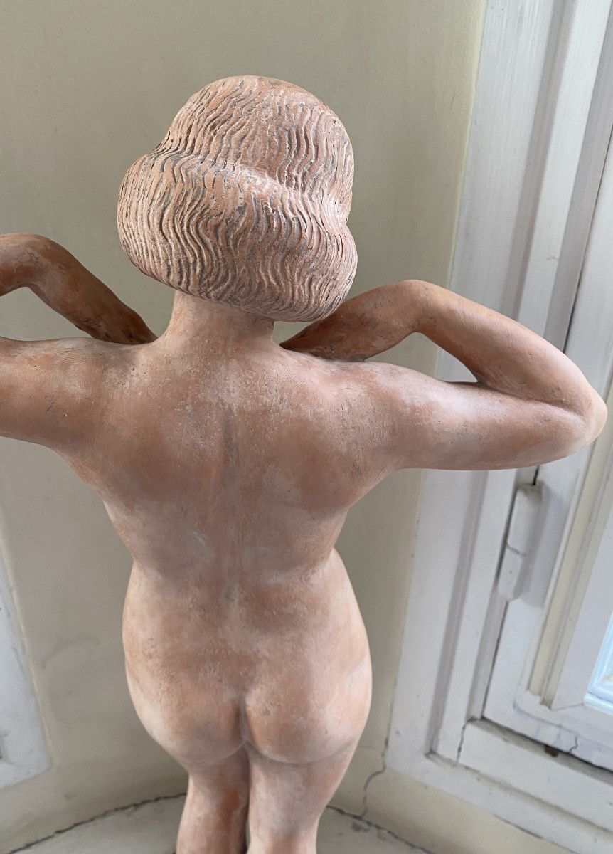 Real Pedretti. “ Nu Féminin “. Sculpture en Terre Cuite Art Déco. 1934.-photo-4