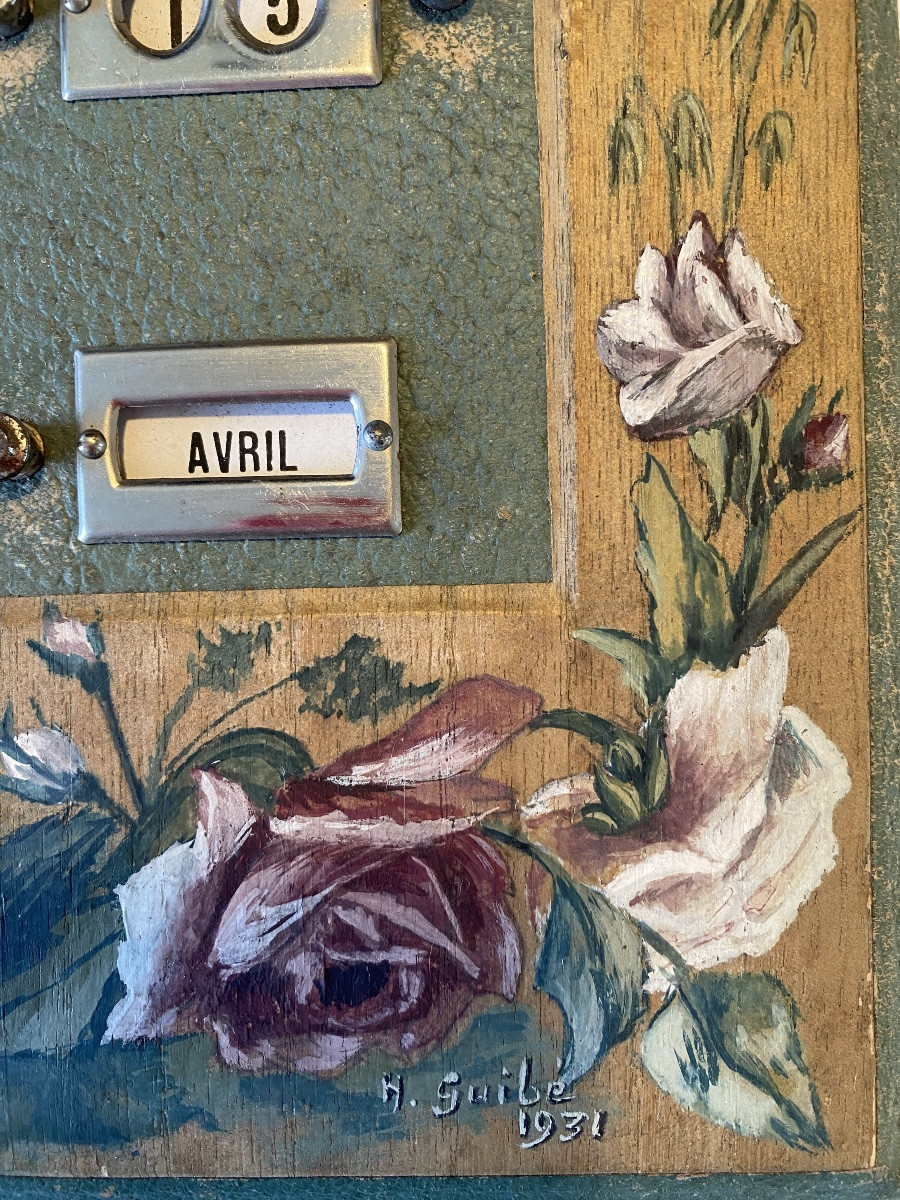 Early 20th Ephemeris. Painted Flowers And Butterflies. Dupré. Faubourg St Honoré, Paris. -photo-2