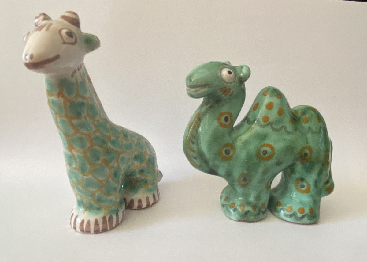 Giraffe And Camel. Ceramics By Gertrude Kudielka For Lauritz Hjorth In Bornholm, Denmark-photo-2