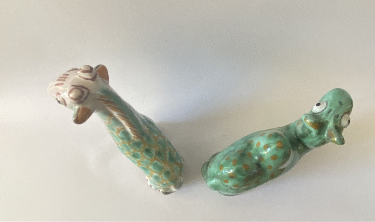 Giraffe And Camel. Ceramics By Gertrude Kudielka For Lauritz Hjorth In Bornholm, Denmark-photo-1