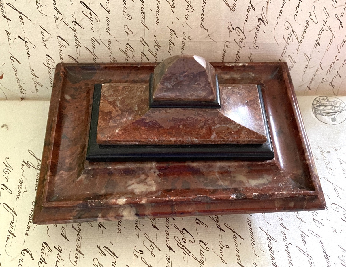 19th Marble Inkwell. Grand Tour Souvenir. -photo-2