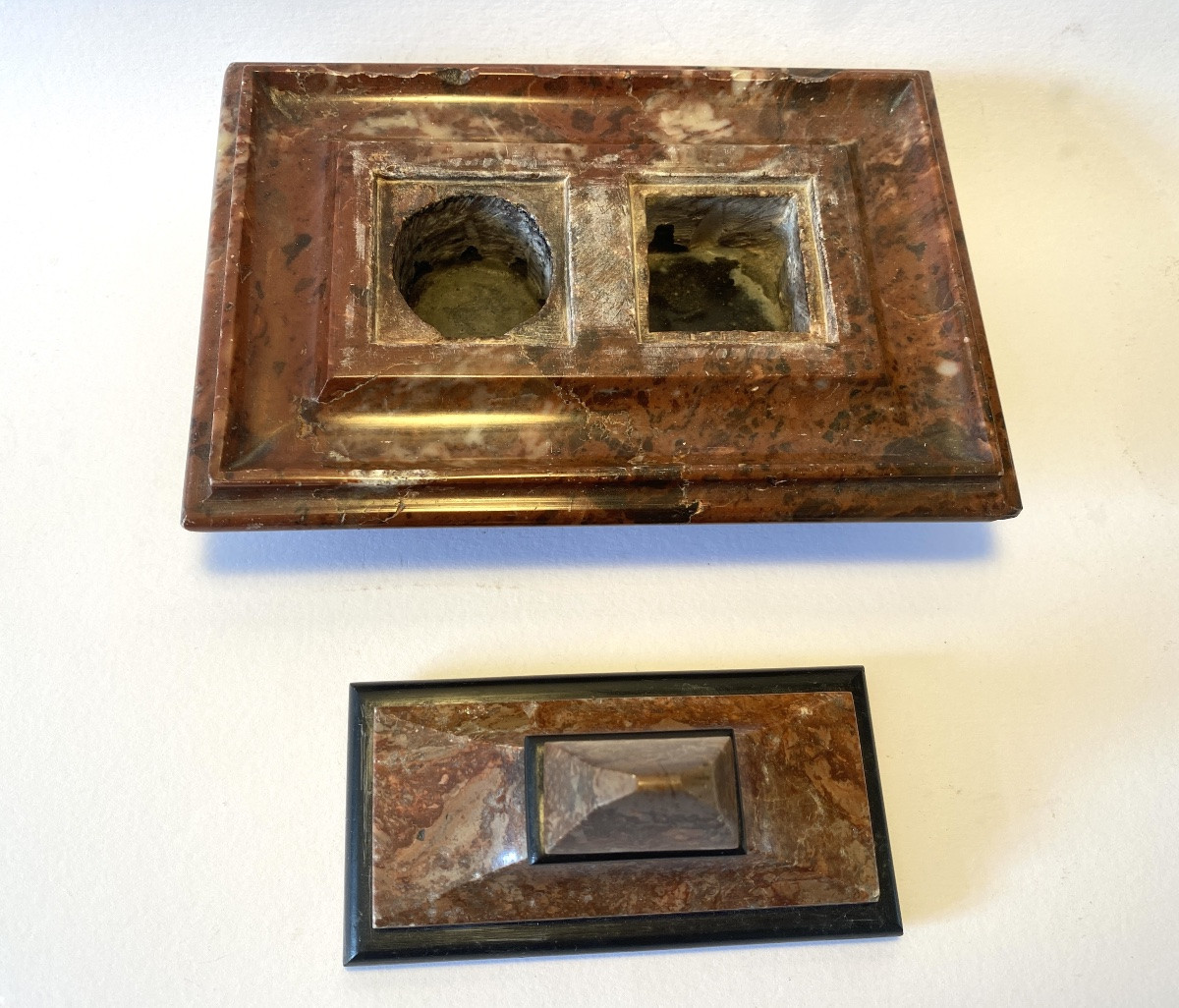 19th Marble Inkwell. Grand Tour Souvenir. -photo-4