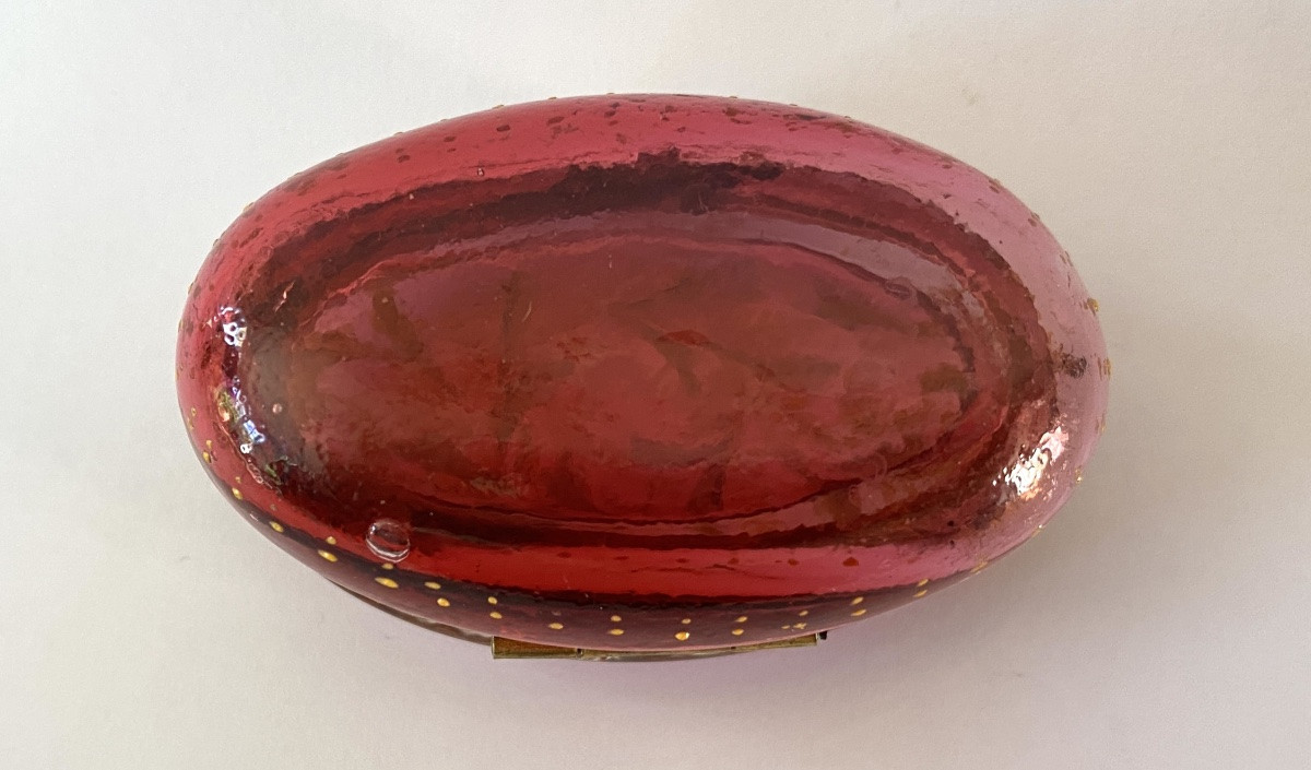 Small Art Nouveau Pink Glass Box. Enameled Floral Decor. Early 20th Century.-photo-2