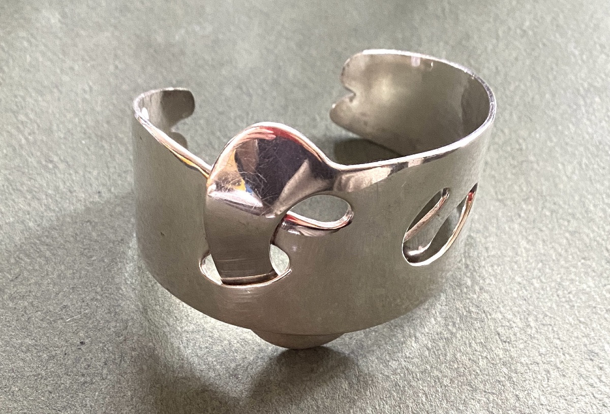 Bracelet Manchette XXème En Argent Massif. Jacques Moniquet Lp2 65. -photo-2