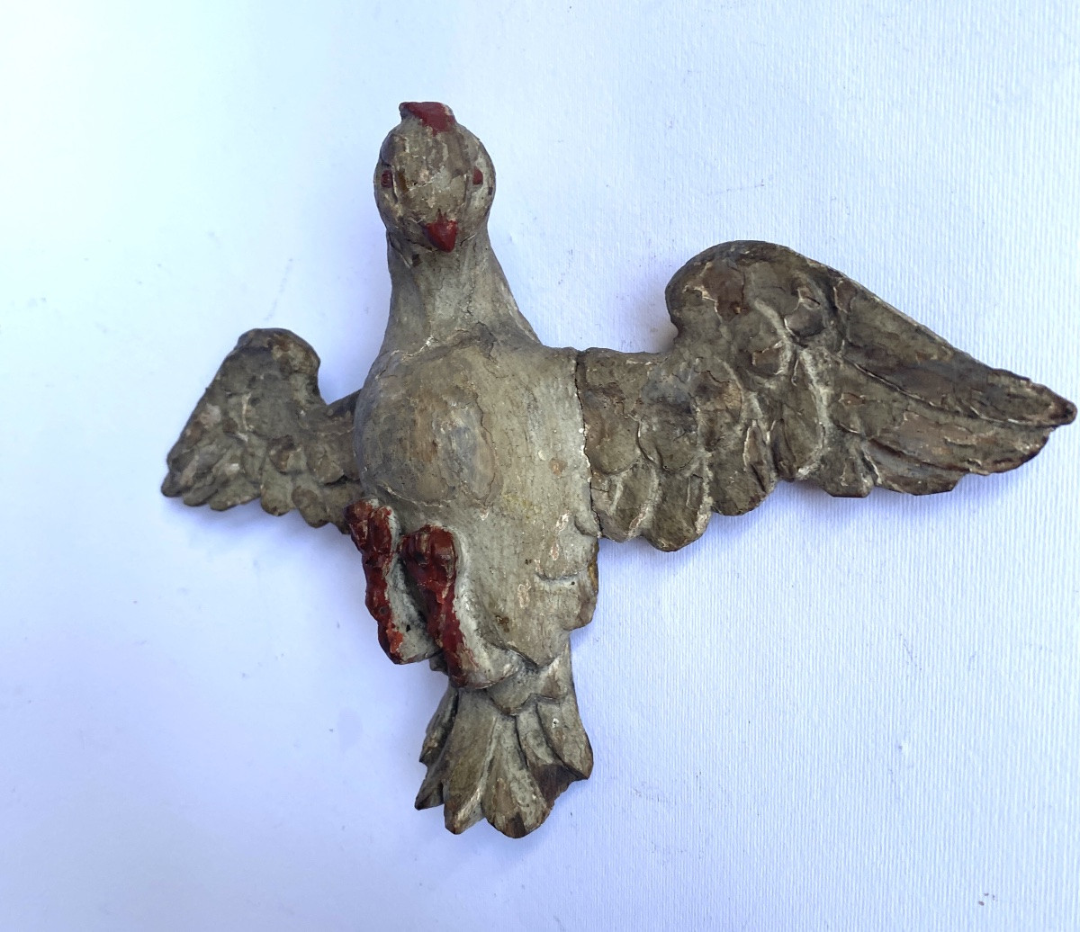 Saint-Esprit. Colombe en bois sculpté et peint  XVIIIème. Art religieux. -photo-2