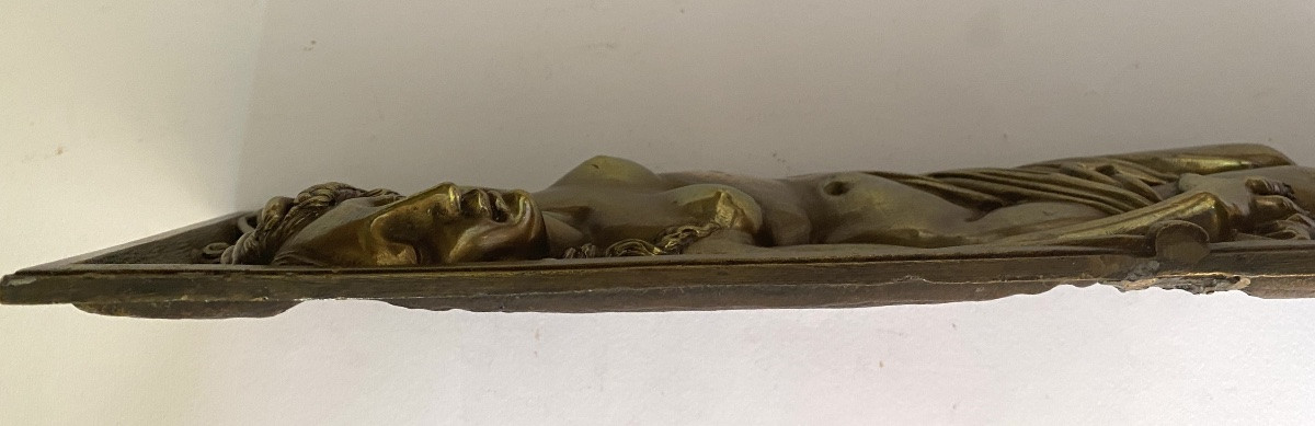 “Le sommeil de Vénus”. Grand haut-relief en bronze XIXème. -photo-5