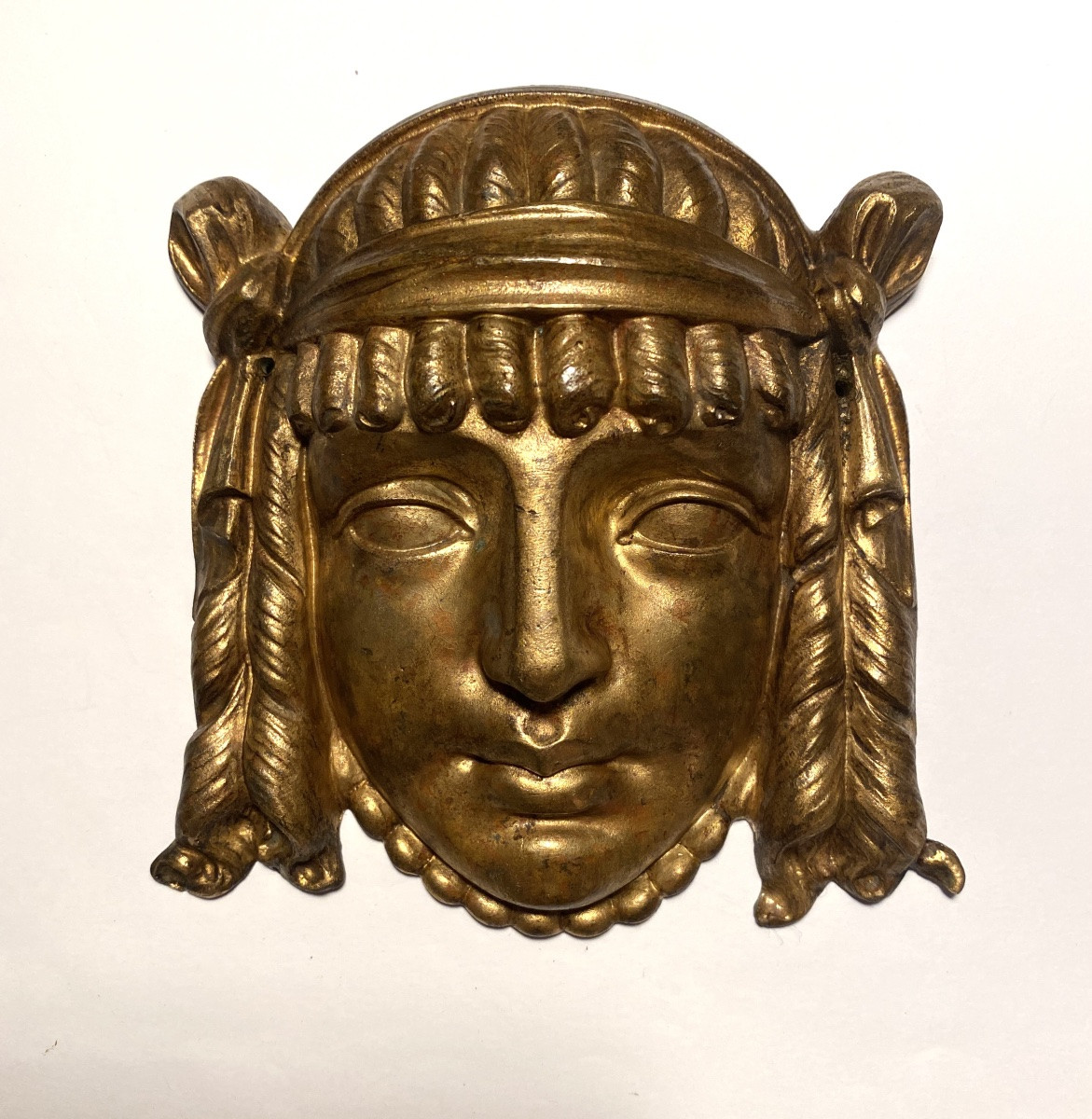19th Century Gilded Bronze Mask Based On The Antique. -photo-2