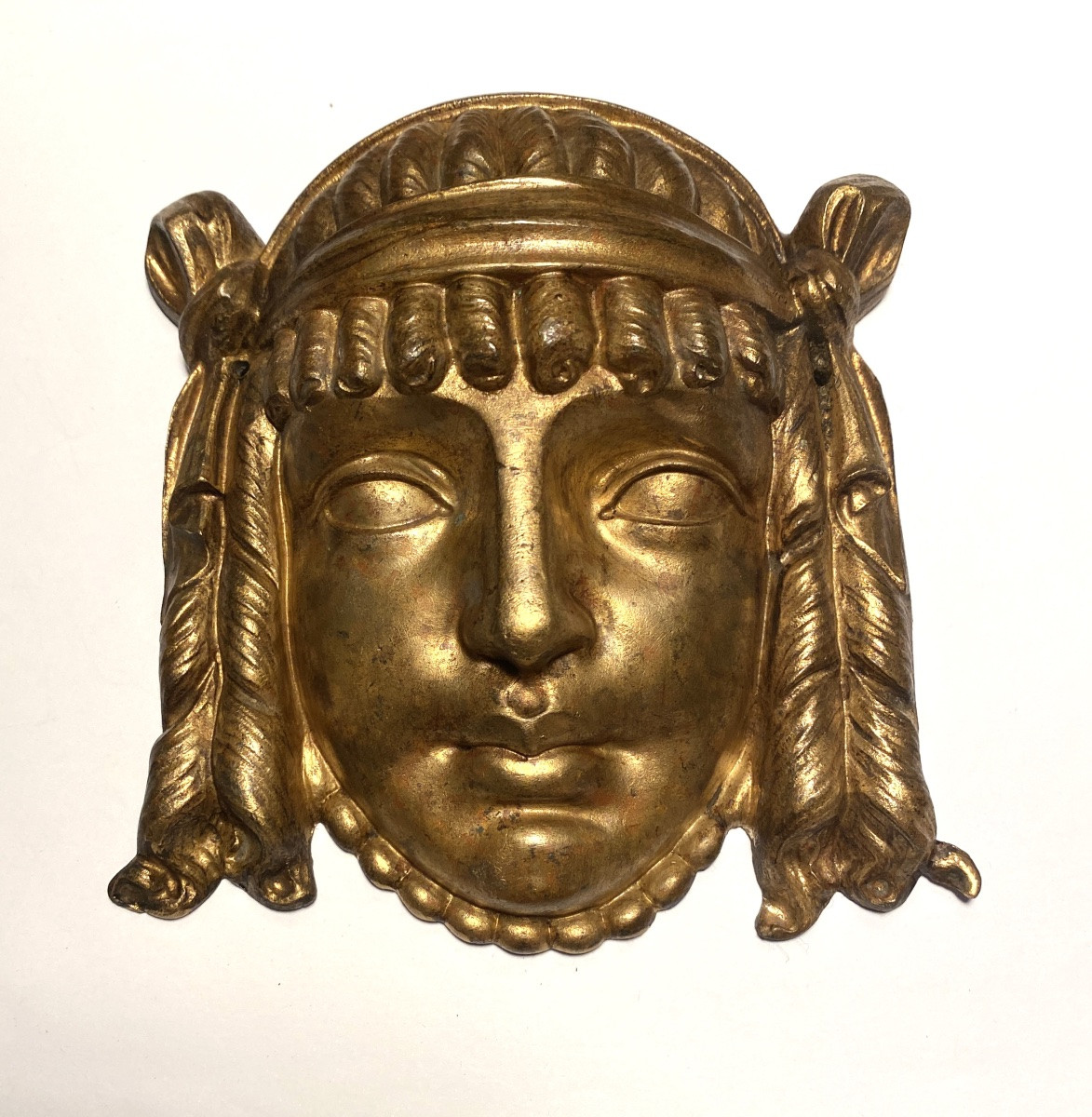 19th Century Gilded Bronze Mask Based On The Antique. -photo-3