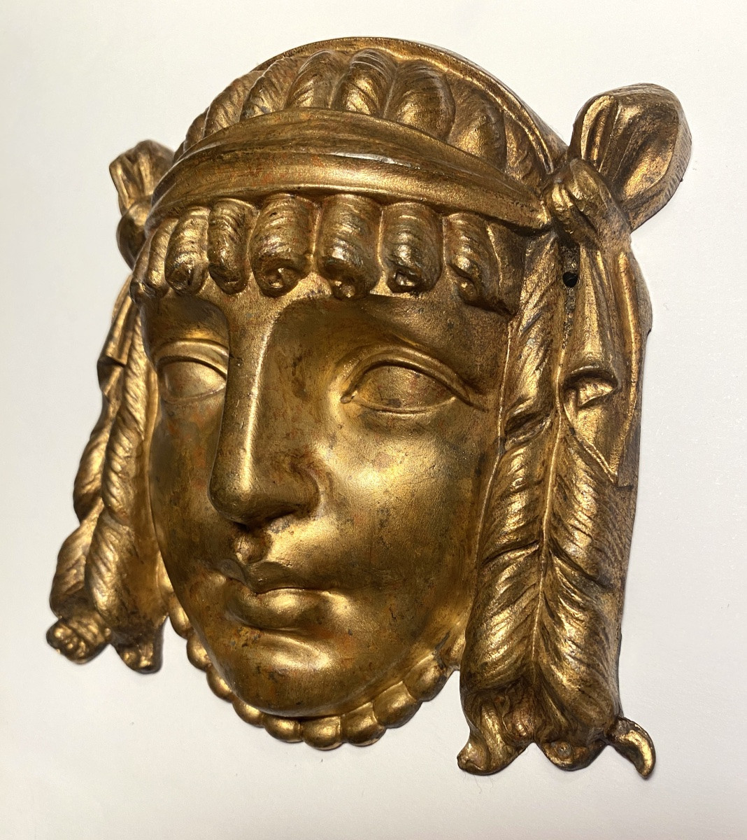 19th Century Gilded Bronze Mask Based On The Antique. -photo-1