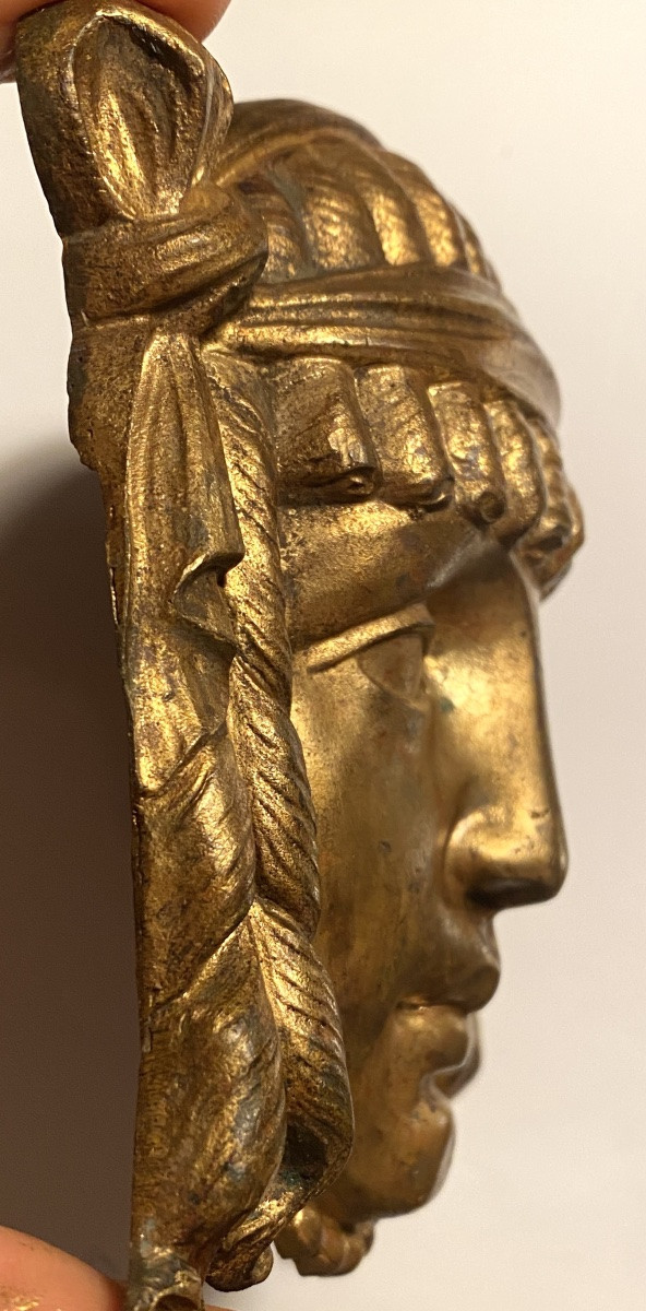 19th Century Gilded Bronze Mask Based On The Antique. -photo-2