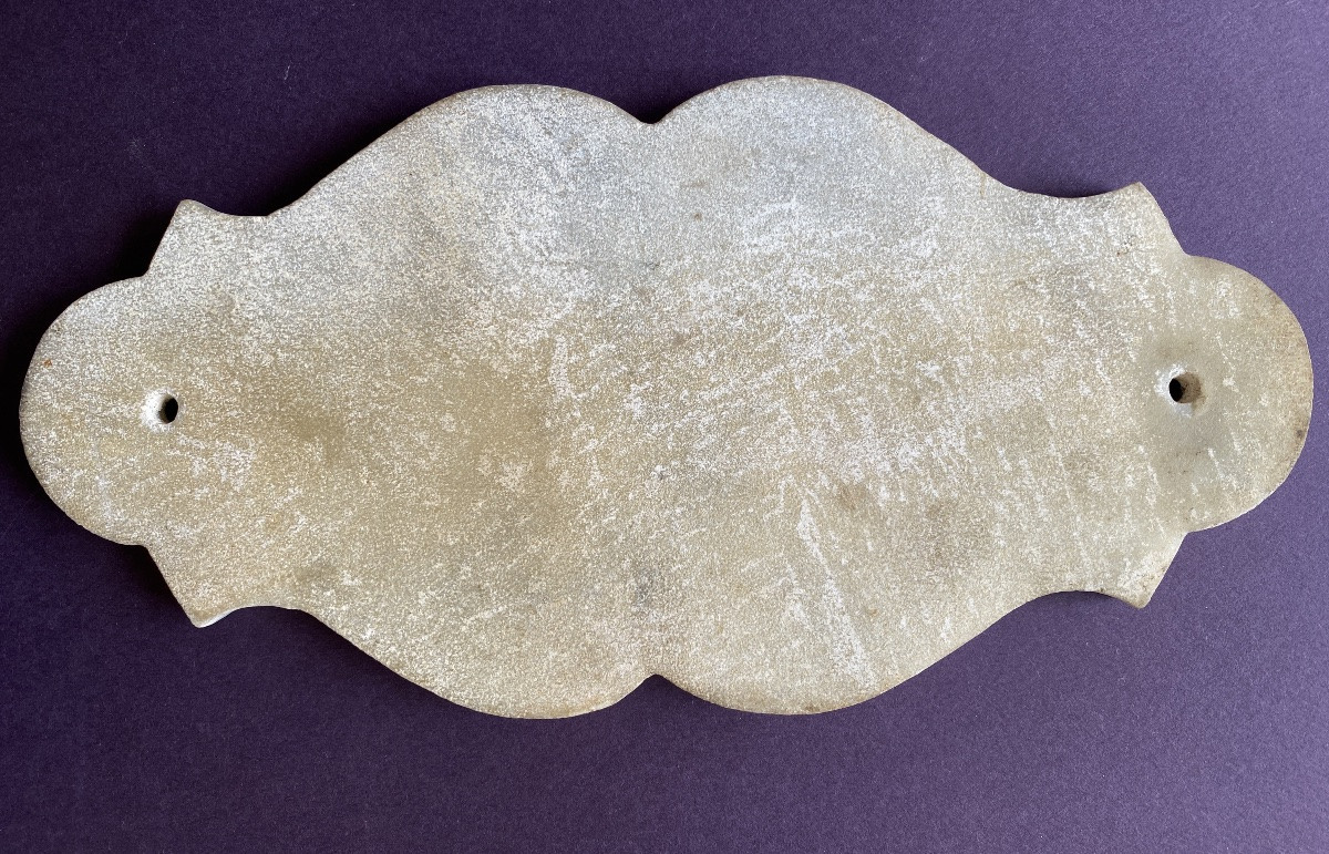 Marble Profession Plaque Cut. Early 20th. Text Engraved . “bruneau, Tapissier”.-photo-3