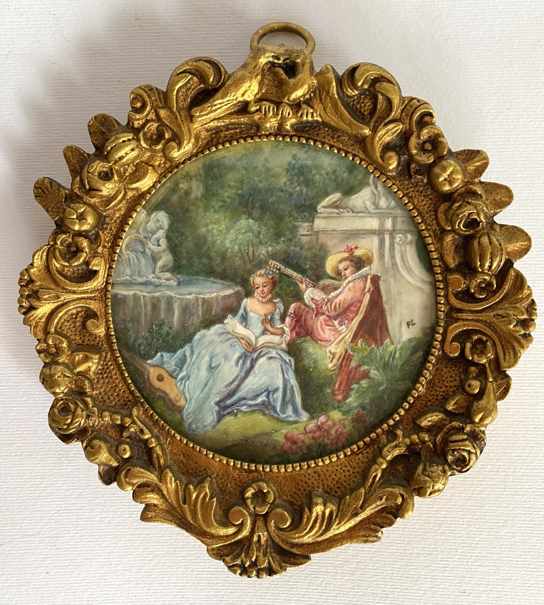 Pair Of Framed Miniatures In The Louis XV Style. Early 20th Century. -photo-2