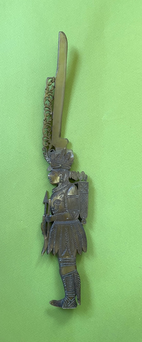 Early 19th  Letter Opener In Carved Horn. Native American. New World.-photo-3