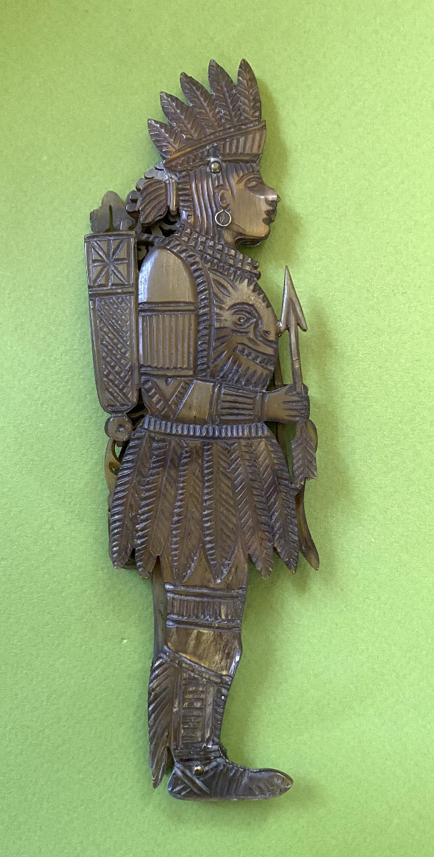 Early 19th  Letter Opener In Carved Horn. Native American. New World.-photo-1